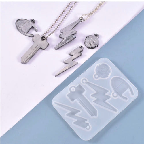 Lightning and key pendant mould