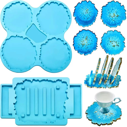 Geode coaster and holder set